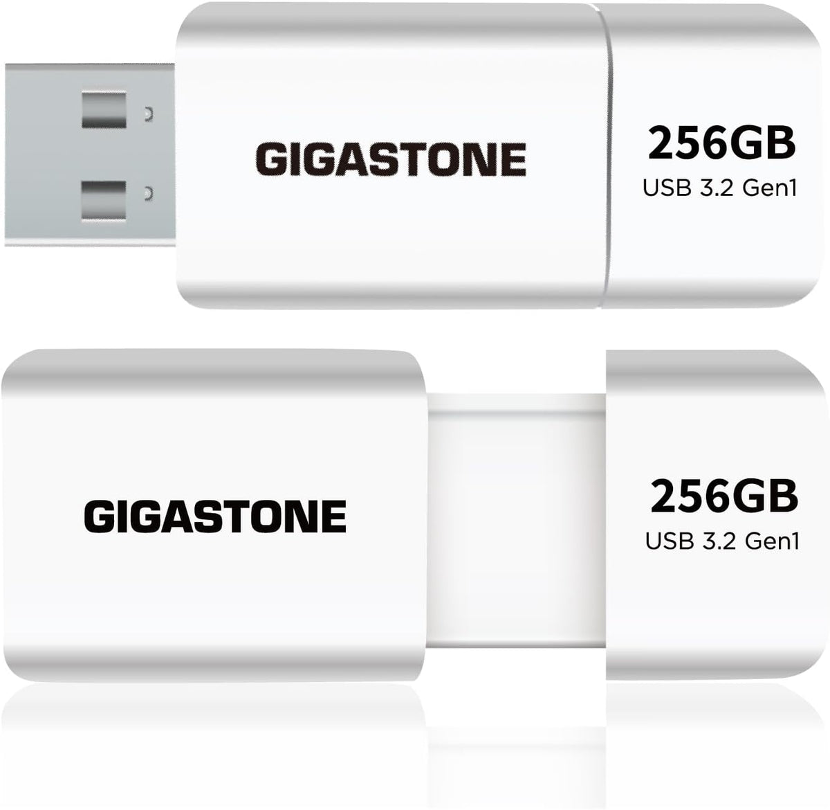 GIGASTONE 256GB Flash Drive (2 Pack) Z60 USB 3.2 Gen 1, 120MB/s Ultra Fast, Retractable Capless Slider Design, Data Storage, Backup for PC/Mac/TV/Car Audio, USB 2.0/3.0/3.1 Compatible