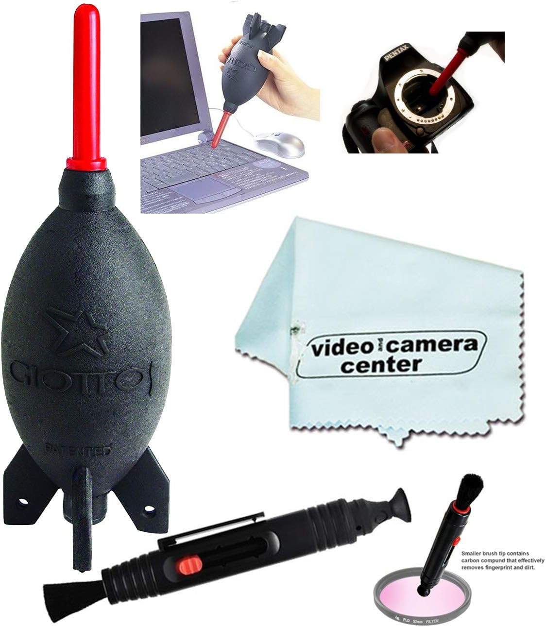 Giottos AA1900 VCC113 Large Rocket Blaster Air Duster + Micro-Fiber Cloth + Lens Optic Pen Cleaner