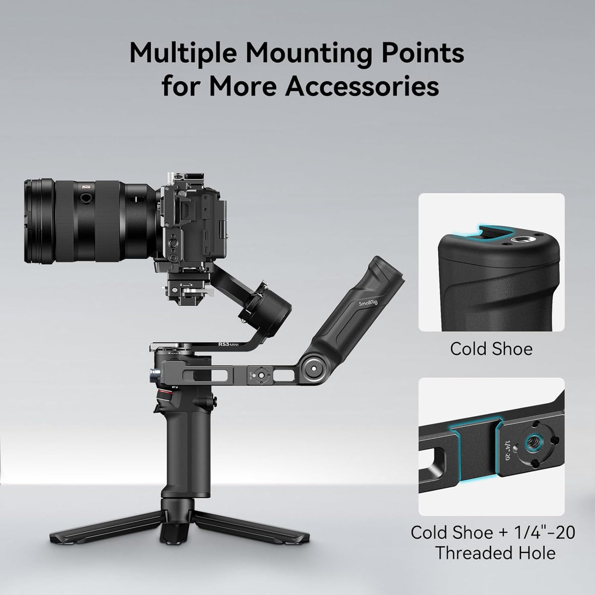 SmallRig Plastic Lightweight Adjustable Handle Sling Handgrip Only for DJI RS 4 Mini/RS 3 Mini Gimbal Handheld Stabilizer, with NATO Clamp and Cold Shoe Mount