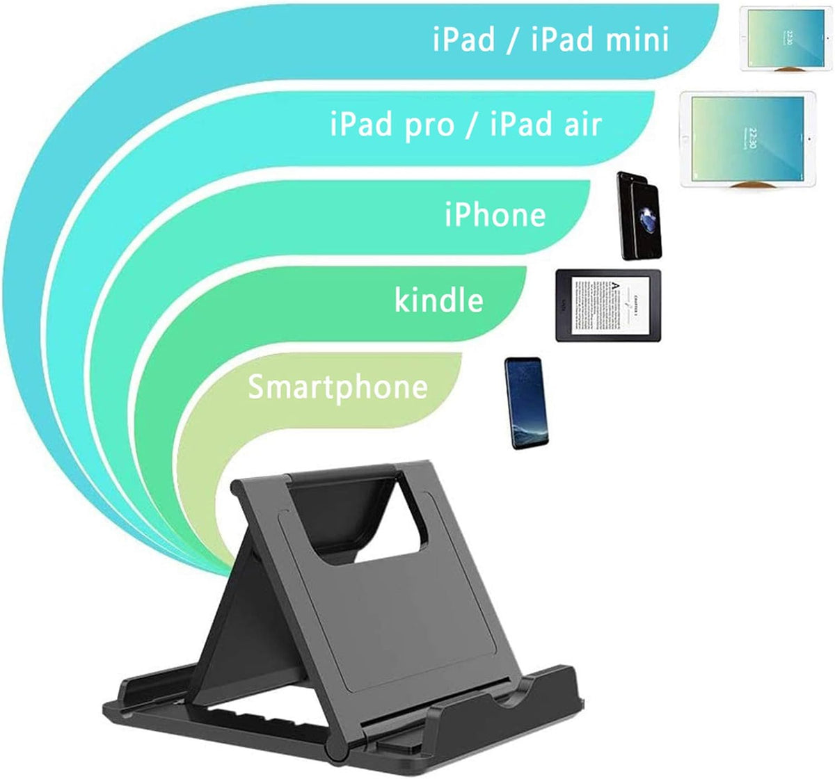 Foldable Portable and Angle Adjustable Phone Tablet Stand Holder for Desktop,Compatible with iPhone 15 14 13 12 11 iPad Pro Air Mini Kindle Galaxy Google PIXL (Large Size)