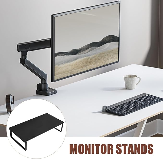 Stable Desk Monitor Riser Stand Compact Laptop Riser for Office Computer Screen Elevation Ergonomic Monitor Rack with Smooth Surface Black