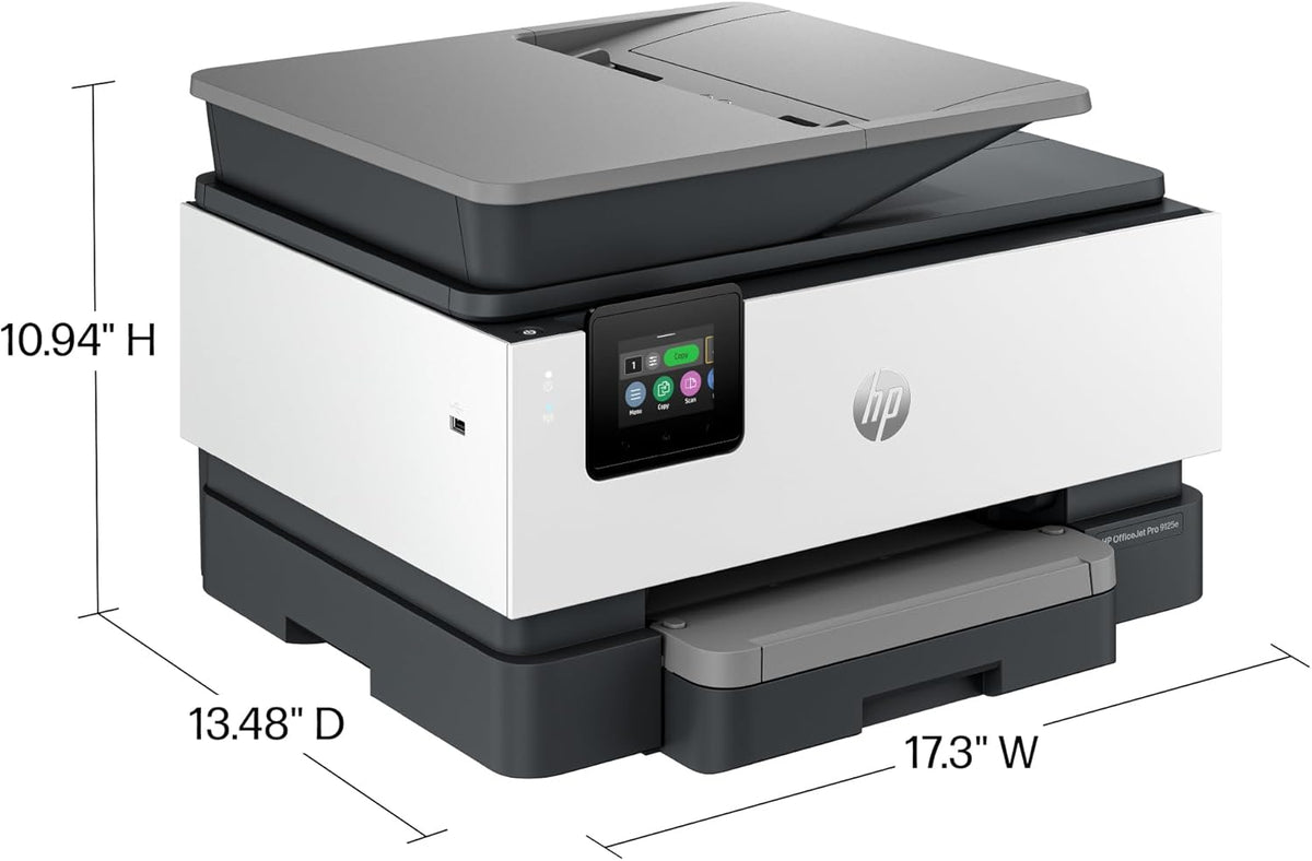 HP OfficeJet Pro 9125e All-in-One Printer, Color, Printer-for-Small Medium Business, Print, Copy, scan, fax,Touchscreen; Smart Advance Scan, 3 month Instant Ink trial included