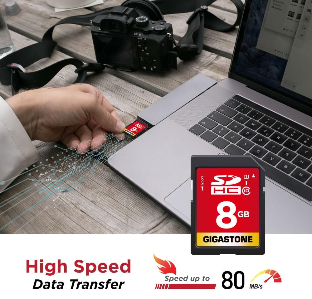 Gigastone 8GB SDHC Memory Card, Pack of 2, High Speed for Reserving Photos, Videos, Music, Voice Files, Camcorder, Camera, Recorder, PC, Mac, Class 10