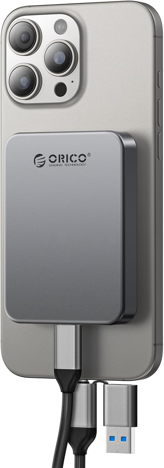 ORICO 4TB Magnetic Portable SSD, Metal Body, 4K 120 fps ProRes HDR Record and Store, Up to 460MB/s, USB C&A 2 in 1 Cable, External SSD Compatible with iPhone 16 Pro Max, Tablet, Computer - K5PLUS