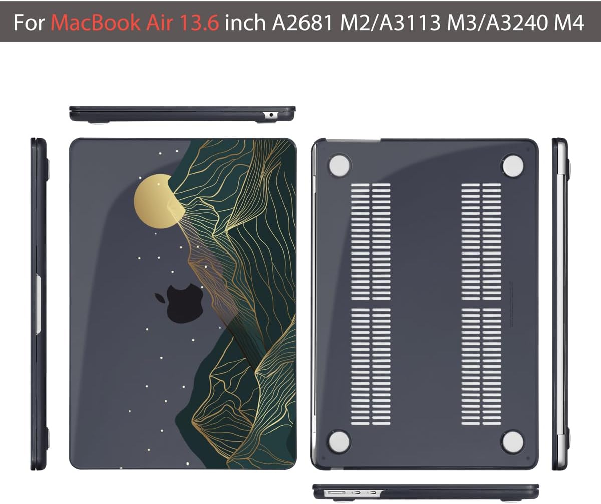 Teryeefi MacBook Air M2 Case 2022 Release A2681 Model, Glossy Plastic Hard Shell Cover with Screen Protector & Keyboard Cover for 13.6 Inch Laptop