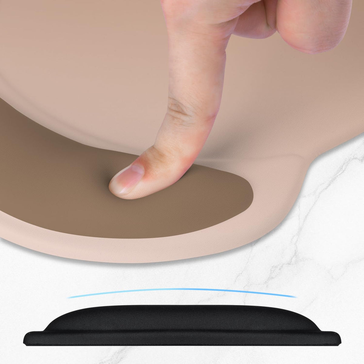 ITNRSIIET Ergonomic Mouse Pad with Comfort Gel Wrist Rest, Non-Slip PU Base, Smooth Textured Surface, Reduces Hand Fatigue & Wrist Pain, 8.7 x 7.2 Inch for Office Gaming Home, Soft Brown Gradient