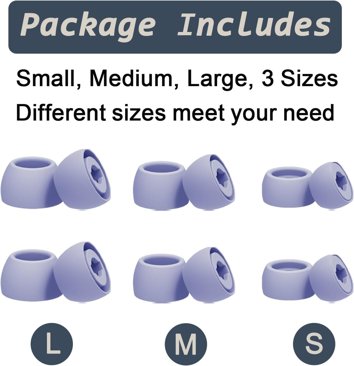 6 Pairs Replacement Eartips for Samsung Galaxy Buds Pro Headphones, Silicone Tips Earbuds Eartips Set, L/M/S Earplug Replacement Accessories (Purple, Without Pen)