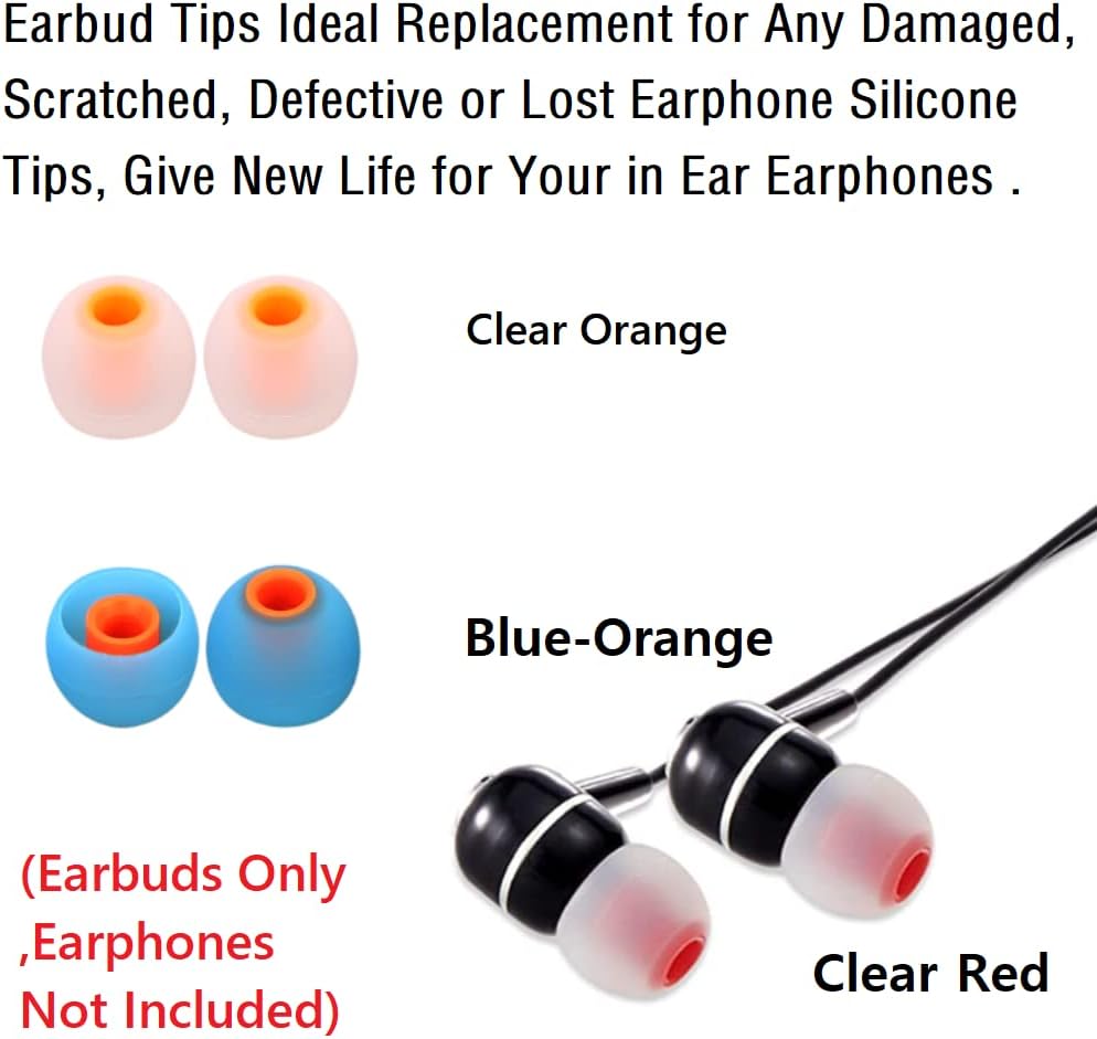 Earbuds Replacement Tips Silicone Earbud Tips Ear Gels Fit for Inner Hole from 3.8mm - 5.1mm Earphones 9 Pairs S/M/L