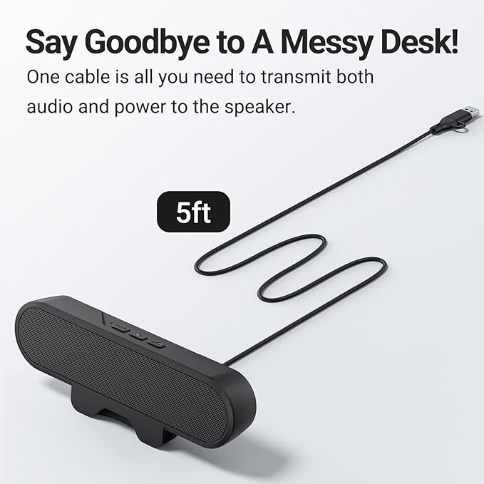 Yoidesu Computer Speaker External Speakers for Laptop with Two 1.4inch Magnetic Loudspeakers HD Stereo Loud Sound Computer Soundbar for PC with Volume Control Plug and Play