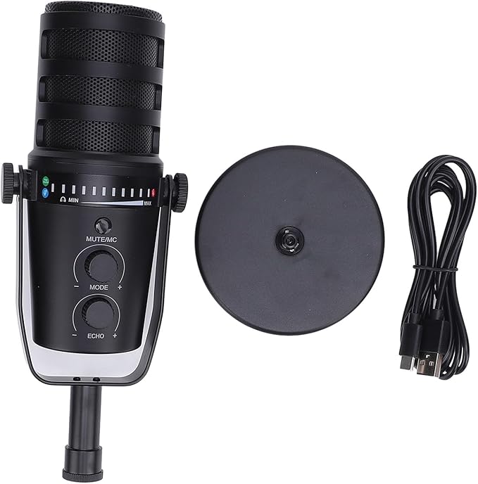 Zopsc Professional Dynamic Microphone USB XLR Mic with Multi Function Knob Adjustable Metal Bracket for Live Recording Gaming Karaoke