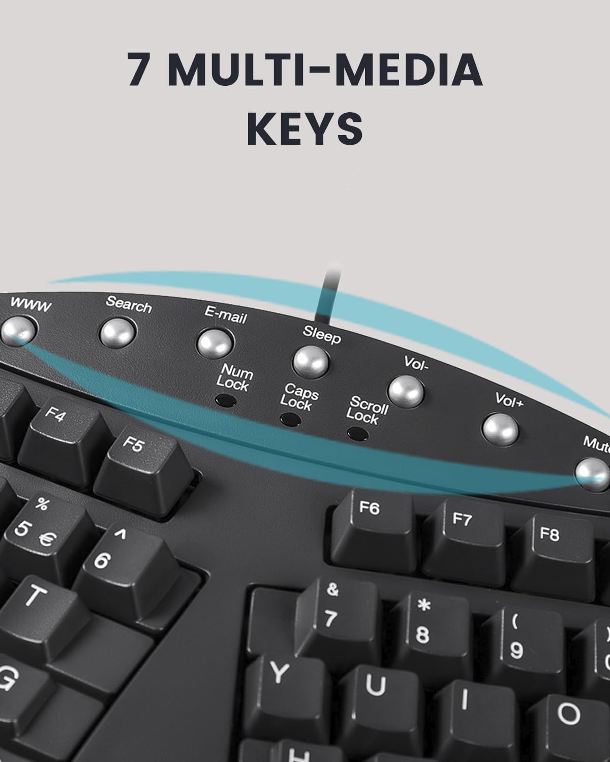 Perixx PERIBOARD-512B Wired Ergonomic Keyboard - Split Keyboard, Wrist Rest, Natural Typing - Wired USB Connectivity - US English - Black