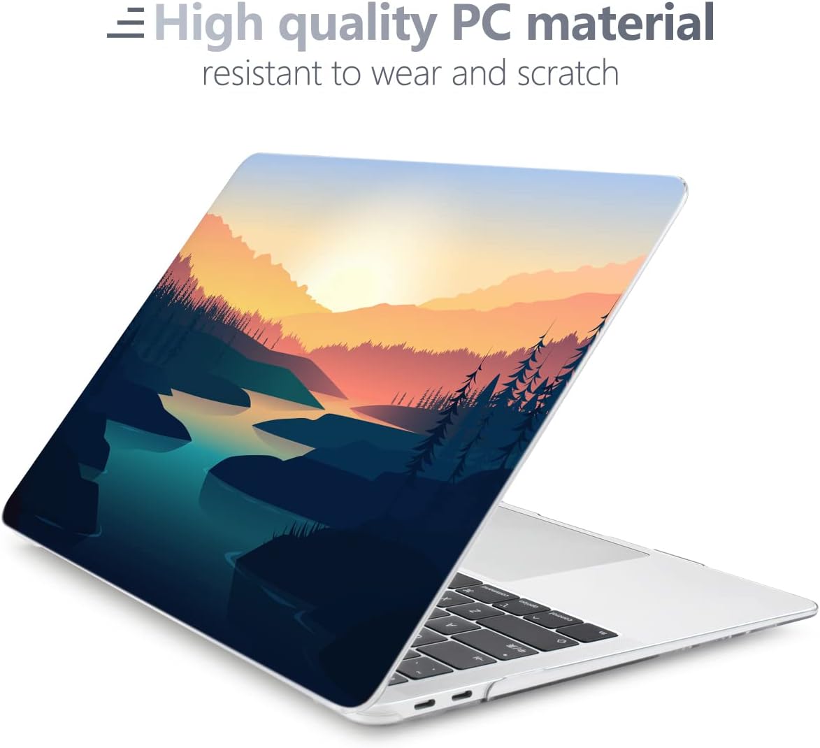 Batianda Design Case for M1 MacBook Air 13 Inch Model A2337 M1 A2179 A1932 2021 2020 2019 Release,3D Painted Landscape Series Hard Shell with Keyboard Cover & Screen Protector, Dawn