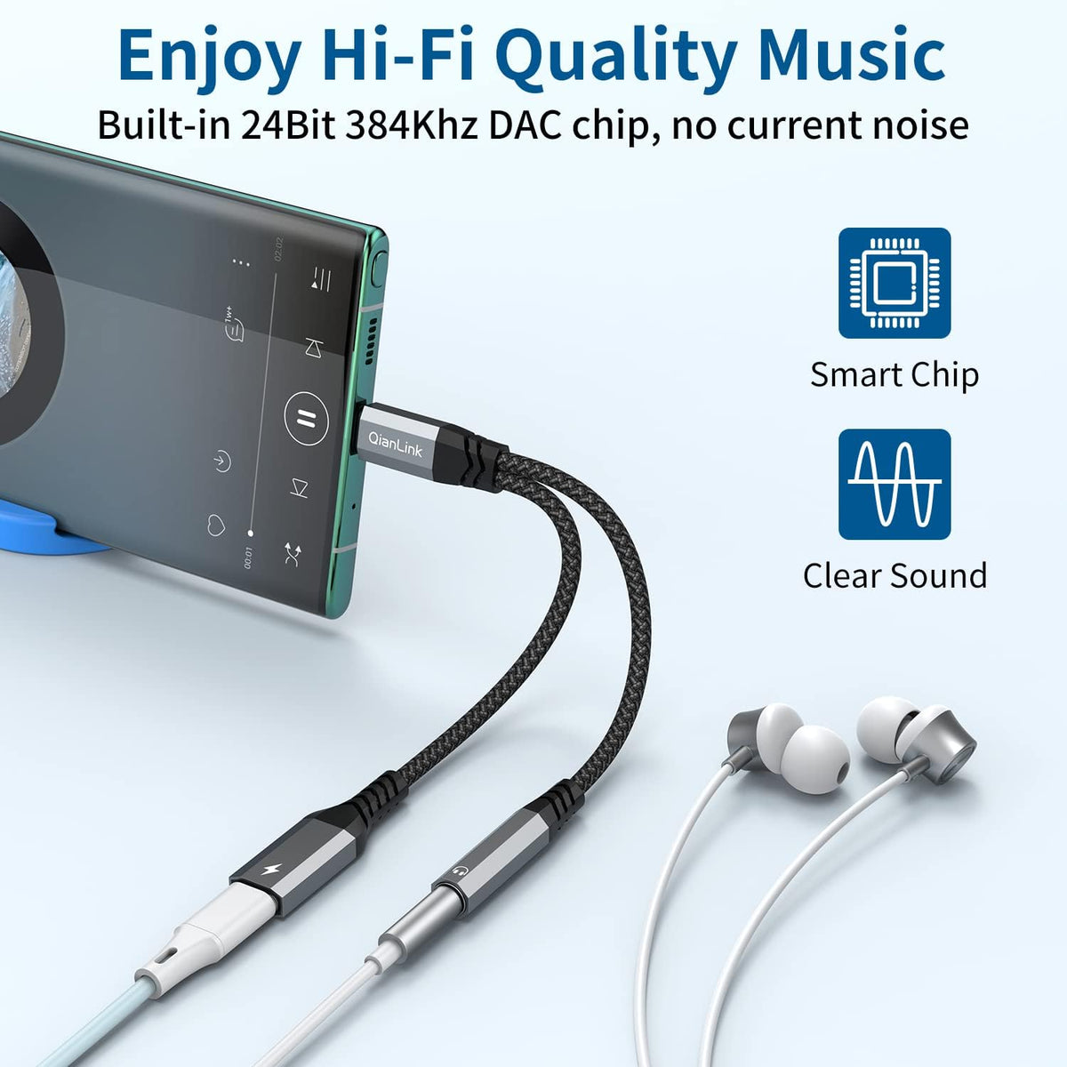USB C to 3.5mm Headphone and Charger Adapter, 2-in-1 Type C to Aux Jack Cable with PD 60W Fast Charging for iPhone15 16 17 Pro Max, Samsung Galaxy S22 S23 S24 S25 Ultra, Note 20, iPad Air4, Pixel 8 9