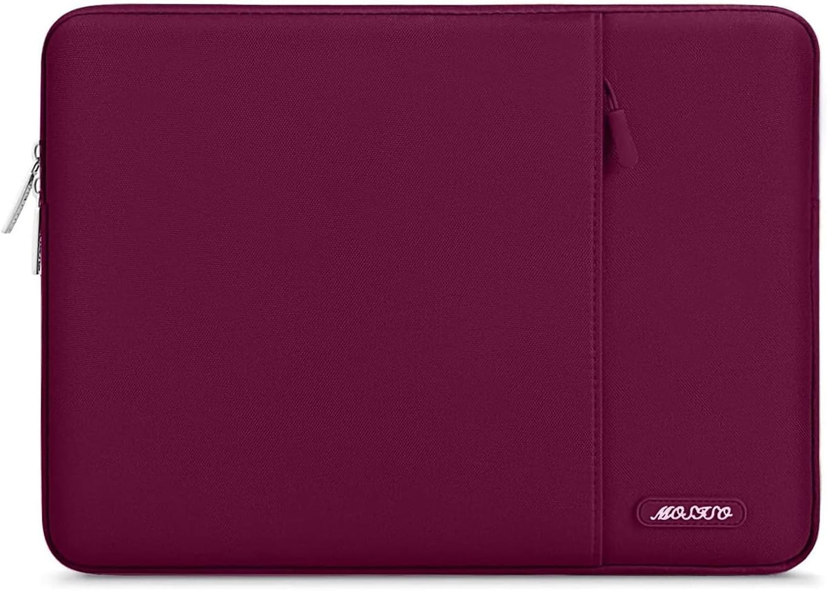 MOSISO Laptop Case 12.3 inch, 11.6-12.3 inch Laptop Sleeve Compatible with MacBook Air 11.6, Acer HP Dell Lenovo Samsung, Surface Pro, Polyester Vertical Computer Sleeve Bag with Pocket, Wine Red