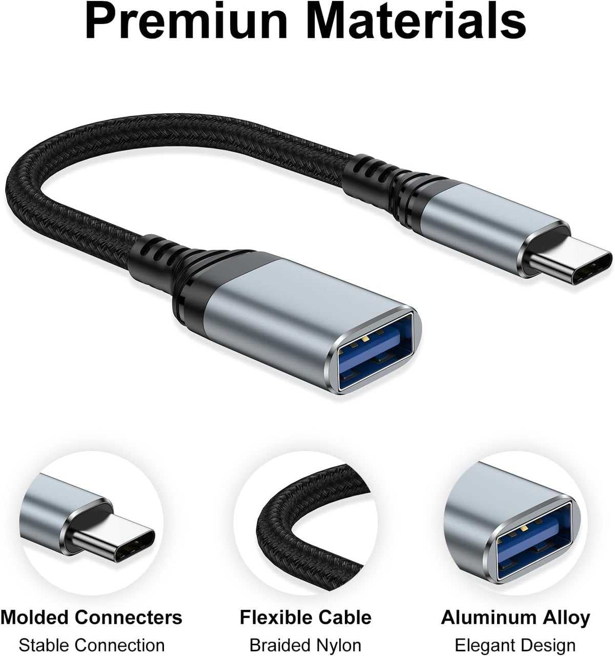 USB C to USB Adapter Type C OTG Cable for iPhone 16 Pro Max/16 Plus/16e/15,Samsung A17/A16/A54/S25/S24/S23, USBC to USB A OTG Adapter for Android,Camera,Card Reader,Flash Drive,MIDI Keyboard,Mac,Hubs