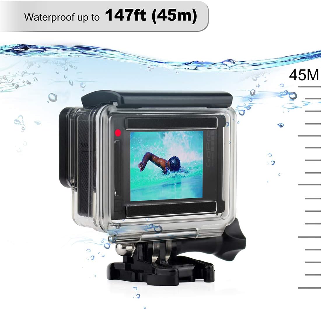 Waterproof Housing Case for GoPro Hero 4 Black, Hero 4 Silver, Hero 3+, Hero 3 Underwater Photography - Waterproof Up to 131 ft (40M) - with Quick Release Mount, Thumb Screw