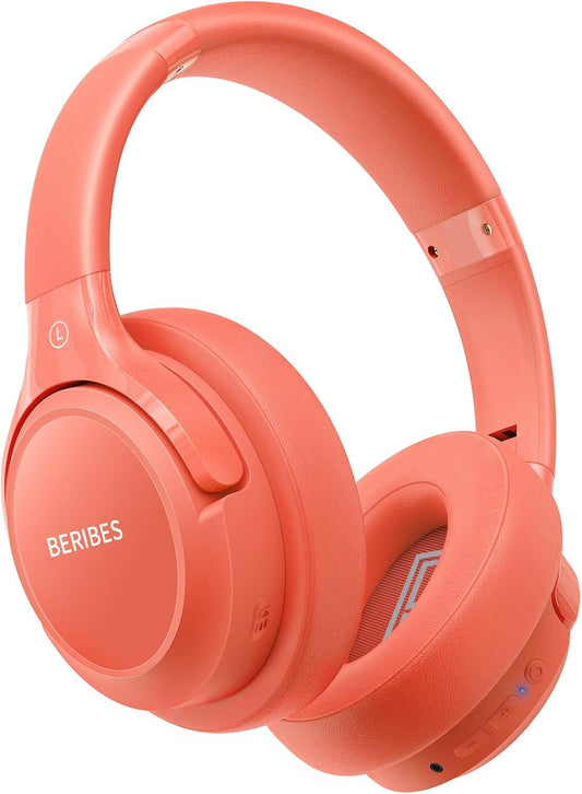 65H 6 Headsets, BERIBES Bluetooth Headphones Over Ear, Playtime and EQ Music Modes Wireless Headphones with Microphone