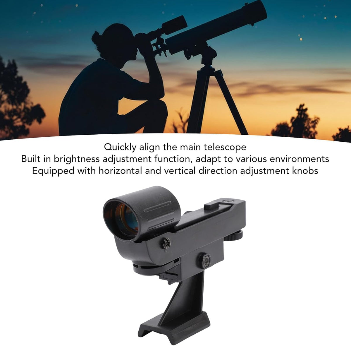 EBTOOLS 80EQ LED Dot Finderscope, Non Magnified Viewfinder with Brightness Adjustment, Horizontal Vertical Knobs, Slide