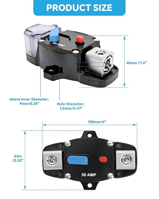 BULVACK 300 Amp Circuit Breaker 12-48 Volt DC 300A Self Recovery Resettable High Amp Circuit Breaker with Manual Reset Button for Automotive RV Marine Boat Car Audio and Amps Protection