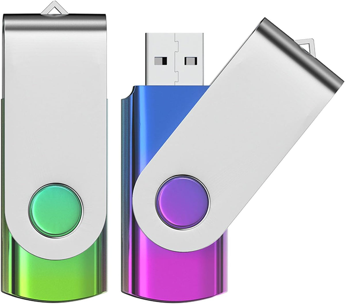 ABLAZE 16GB Flash Drive 2 Pack, USB 2.0 Thumb Drives with Lanyards Swivel USB Memory Stick 16GB（Green and Purple