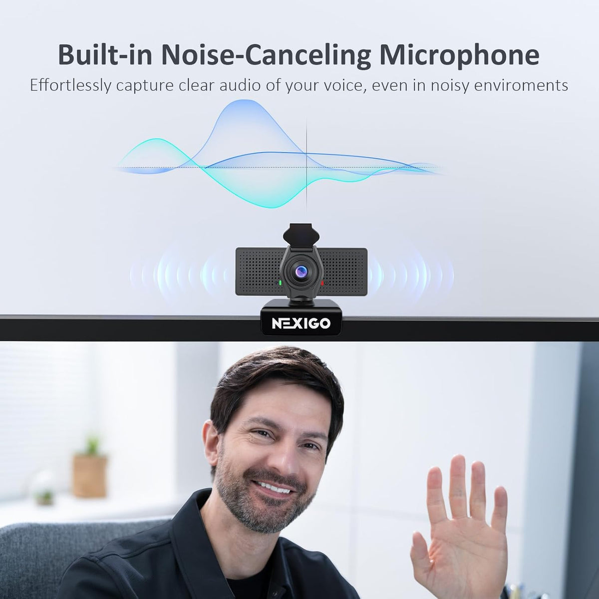 NexiGo N60 Pro (Gen 2) 1080P Webcam with Distortion-Free Lens, USB A to Type-C Data Cable, Noise Reduction Mic & Privacy Cover, for Zoom/Skype/Teams/Webex, Laptop MAC PC Desktop