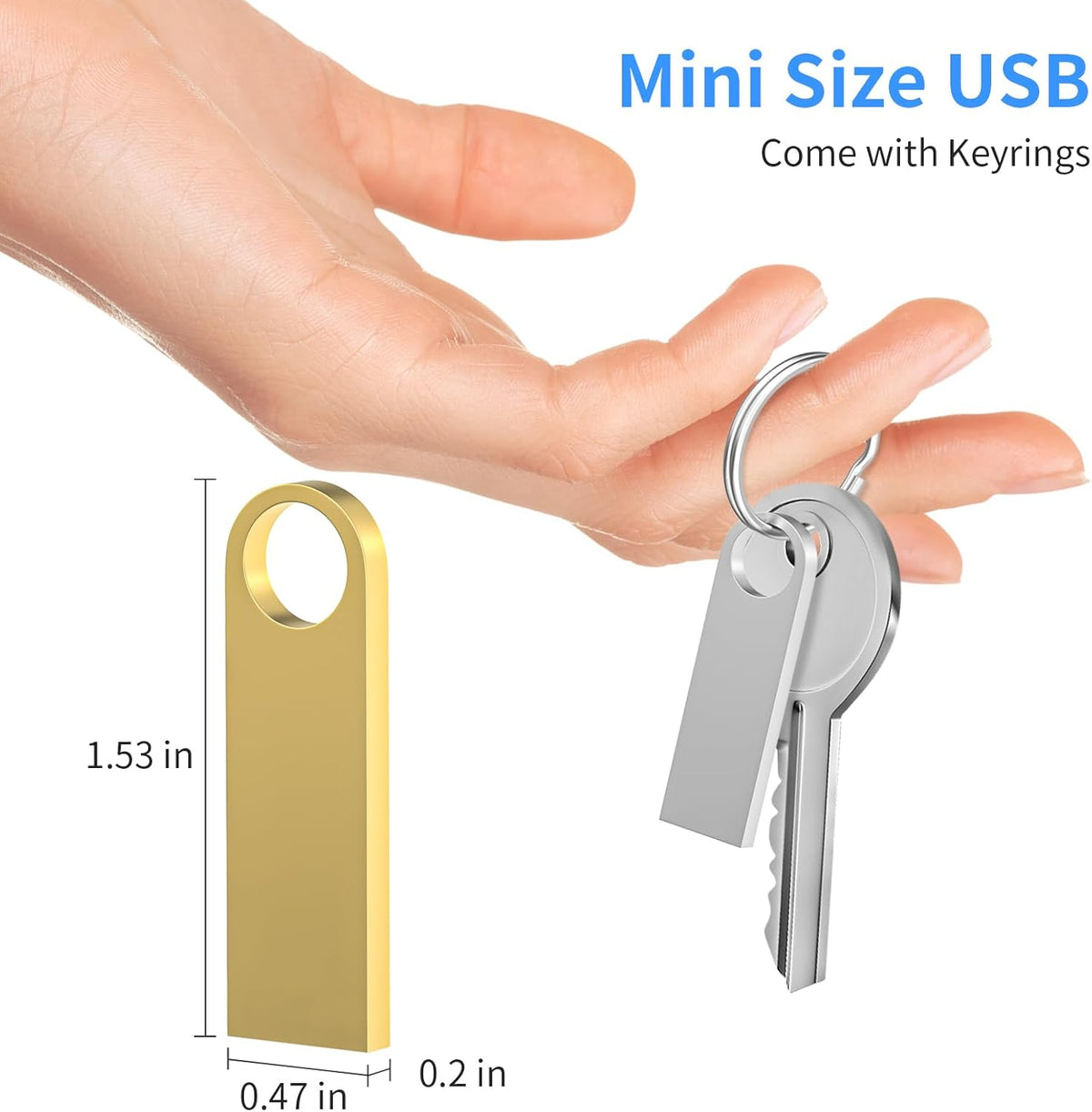 USB 3.0 Flash Drive 64GB 2 Pack, Wooolken High Speed USB 3.0 Thumb Drives Sleek Metal Flash Drives with Keychains, Memory Stick, USB Drive for PC/Computers/Mac/Laptops
