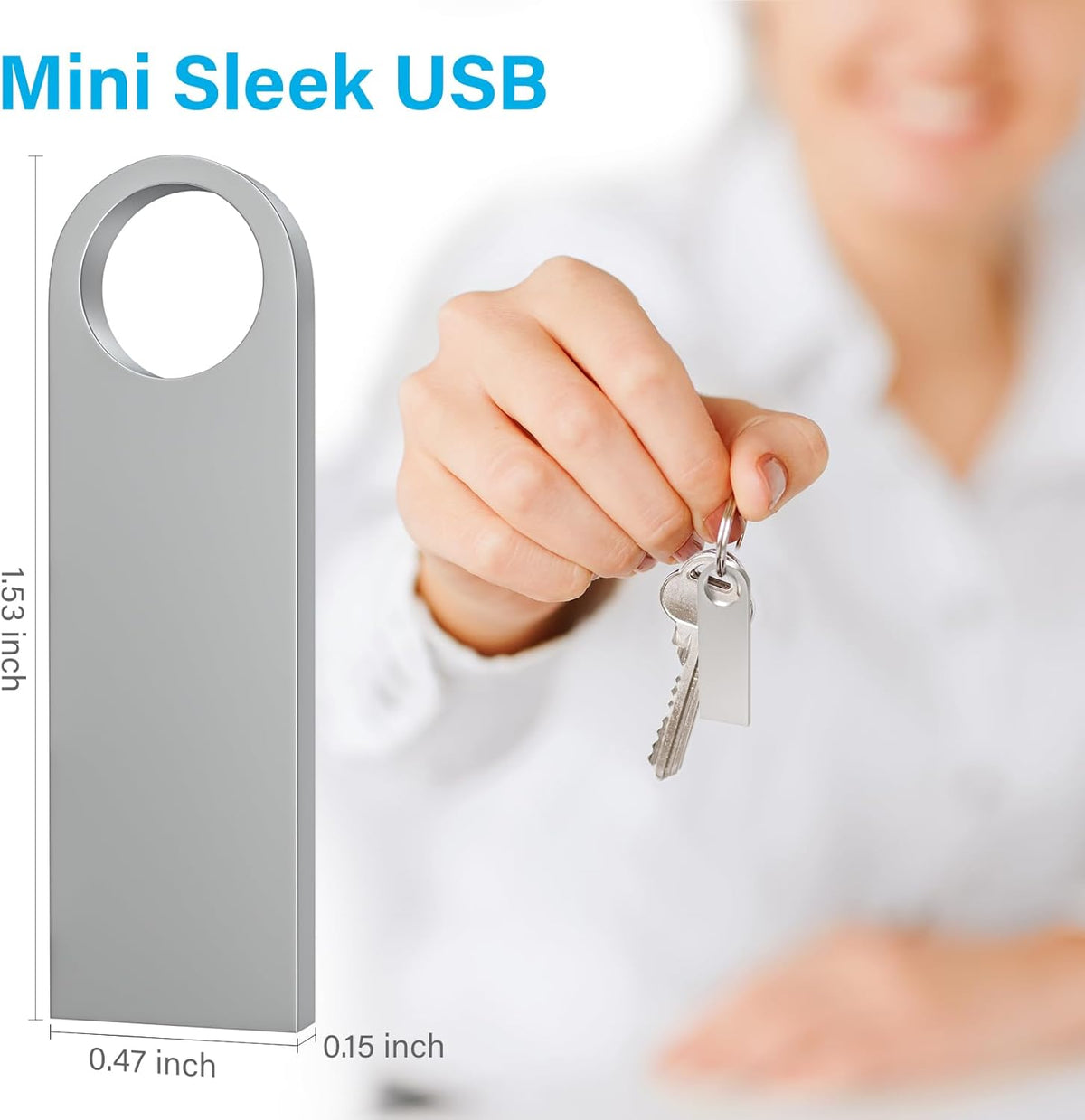 ABLAZE Custom Flash Drive 16GB 10 Pack, Personalized USB with Your Logo Metal Thumb Drives USB 2.0 Memory Stick Pendrive (Sliver)