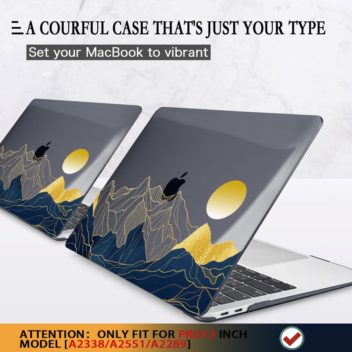 CISSOOK Compatible with MacBook Pro 13 inch Case M2 2025-2020 Release A2338 M2 M1 A2251 A2289, Plastic Hard Shell & Keyboard Cover for Pro 13 inch M2 with Touch Bar, Mountain & Raised Sun