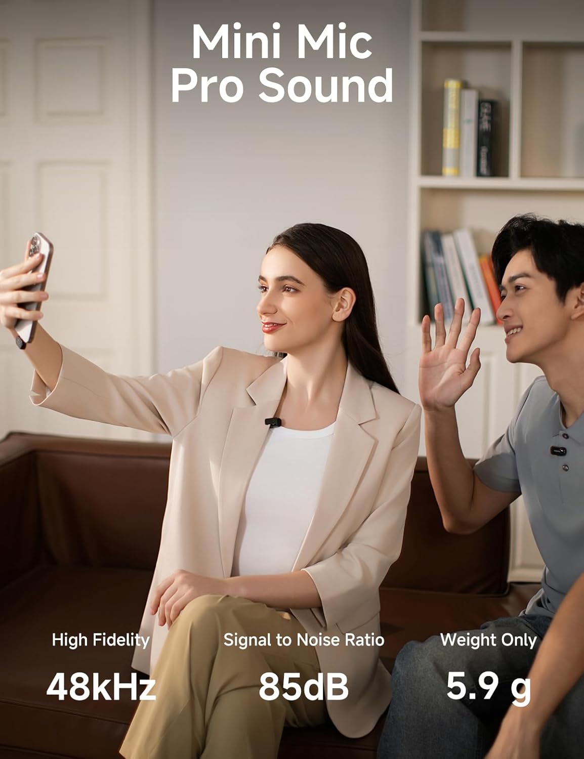 MAONO Wave T1 Mini Wireless Lavalier Microphone for iPhone 16 15 Android Tablet PC with USB-C Plug, Noise Cancellation, AI Voice Filter, 30H Used with Charging Case for Video Recording TikTok YouTube