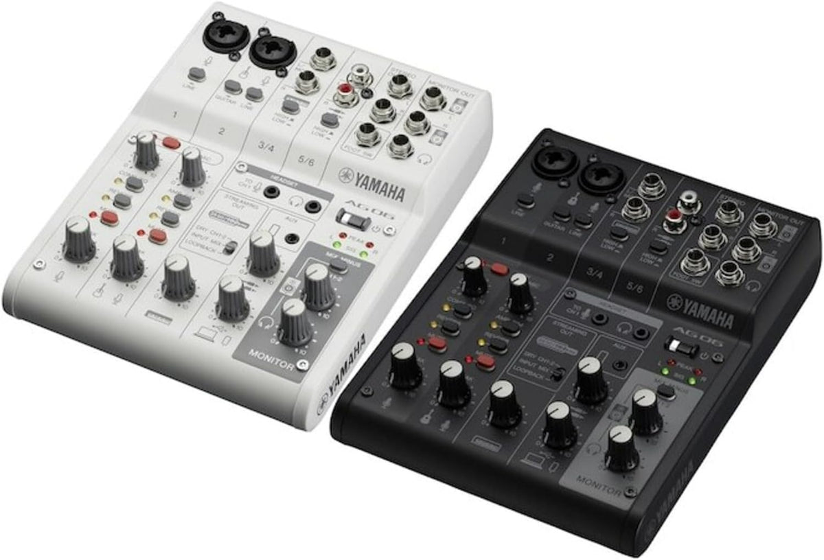 Yamaha AG06MK2 White 6-Channel Live Streaming Loopback Mixer/USB Interface with Steinberg Software Suite