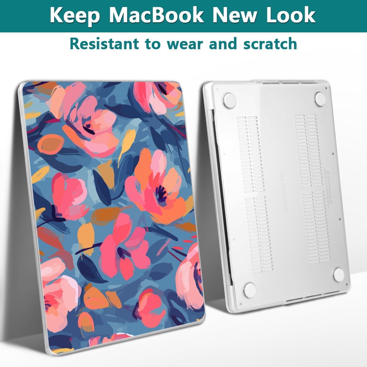 Teryeefi for M4 MacBook Pro 14 inch Case 2024 2023 2021 (M3 A2918 A2992 M2 A2779 M1 A2442 Pro/Max), Hard Shell Cover + Keyboard Cover for 14 inch Mac Pro with Retina XDR Display, Abstract Pink Flower