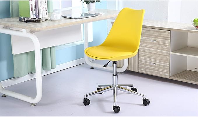 Mlaea Apartment Dining Chair Classroom Dormitory Hotel Chair with Rolling Wheels Backrest Computer Racing Gaming Chair 48 * 43 * 86-96CM(Color:#1)
