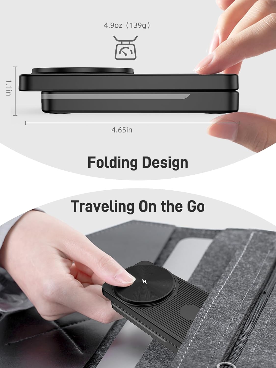3 in 1 Magnetic Wireless Charger for Samsung, Foldable MagSafe Wireless Charging Station for Samsung Galaxy S25 Ultra/Z Fold7/Flip7/S24, Watch Charger for Galaxy Watch Ultra/8/7/Buds (for Travel)