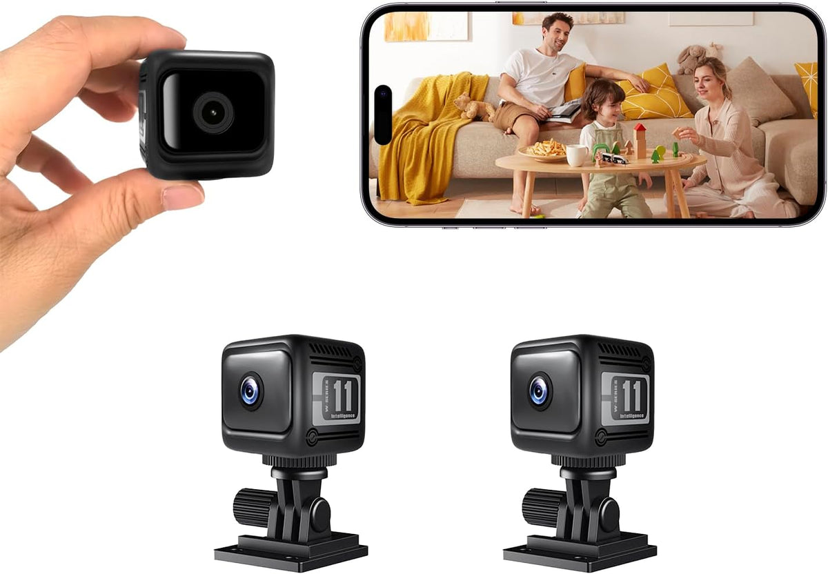 AFJAEAS 2-Pack 2.4G 1080p 6-Hr 4G Wireless Mini Security Cameras with Built-in Hotspot & WiFi , No-Internet Viewing