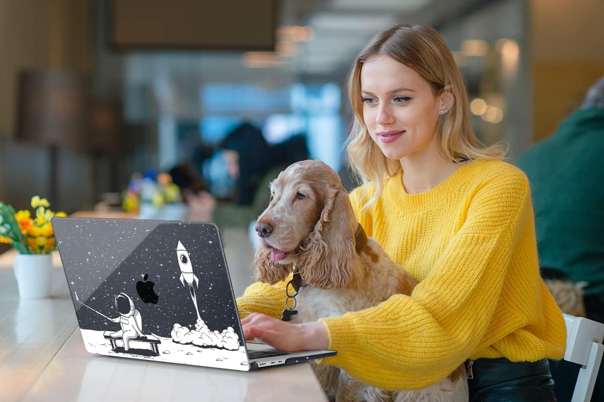MEEgoodo Case for M4/M3/M2 MacBook Air 13.6 inch Case 2025 2024 2022, Fit Model A3240/A3113/A2681, Laptop Hard Shell with Keyboard Cover Compatible with MacBook Air 13 inch, Astronaut Rocket