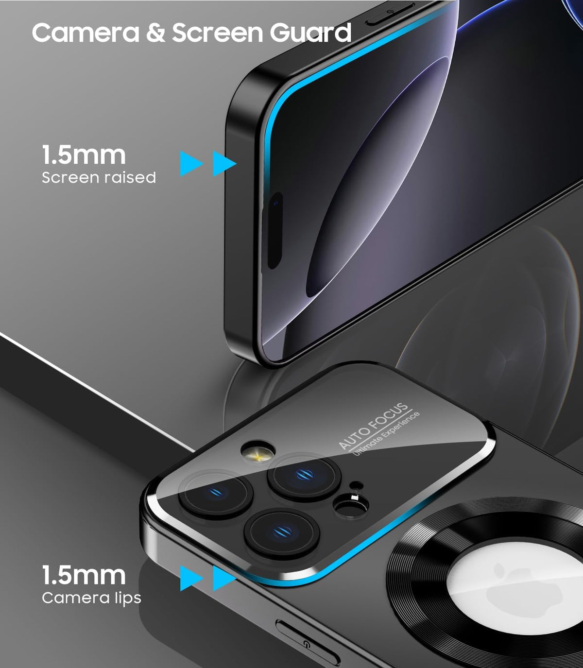 Magnetic for iPhone 16 Pro Case, Compatible with MagSafe, Built-in Camera Lens Protector, Logo View, Military Grade Drop Proof Phone Cover, Black