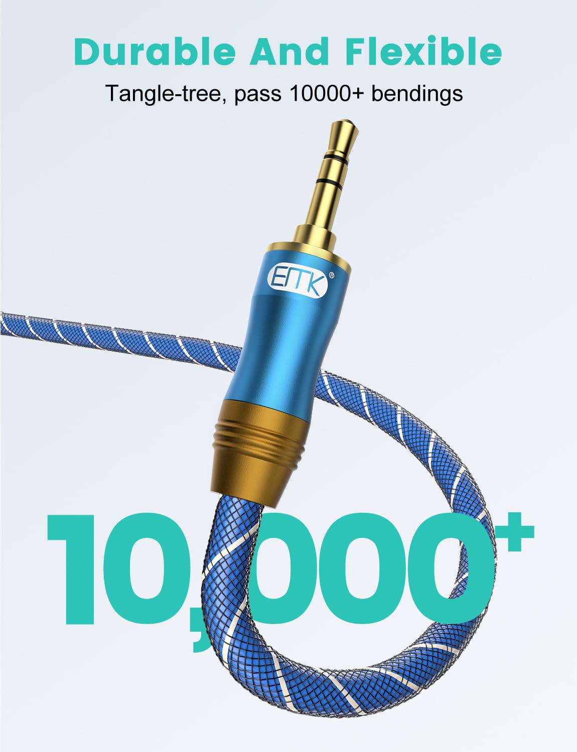 90 [24K MP3 More(16.5FT/5M) EMK Degree Right Angle Aux Cable - Gold-Plated,Sound Quality] Audio Stereo Male to Male