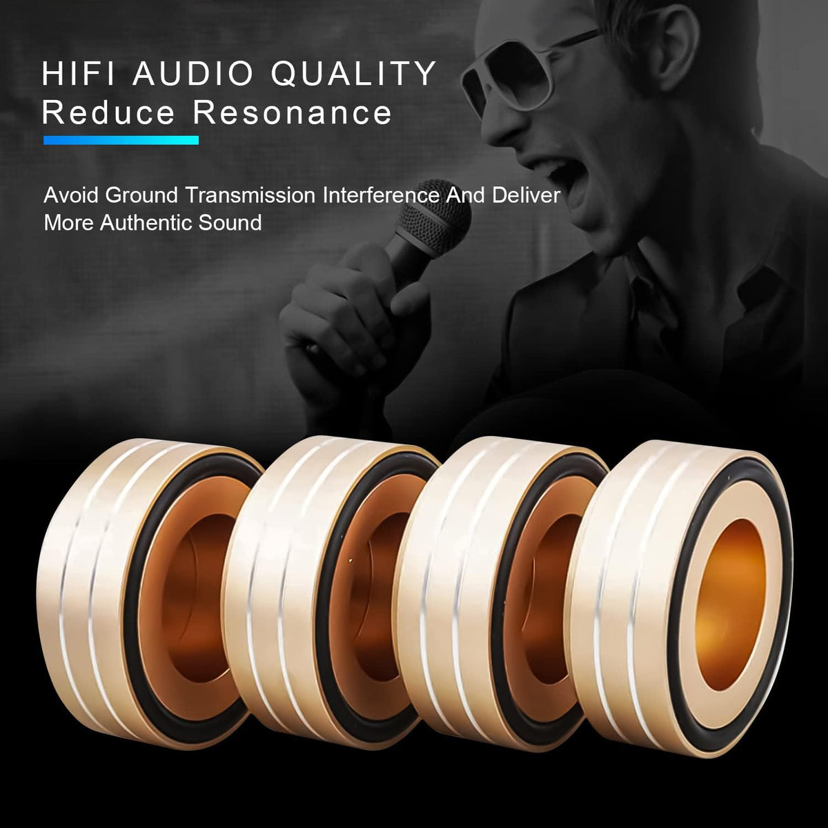 Tertullus 4 Pcs Speaker Feet Aluminum HiFi Turntable Feet Isolation Feet Aluminum Stand Speakers Spikes Audio Pads 58x22mm for HiFi Amplifier/Speaker/Turntable/Player(Gold)