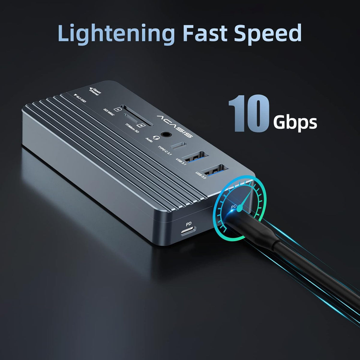 USB C Laptop Docking Station HDMI 4K60Hz with Nvme Enclosure, ACASIS 10-in-1 USB C Hub Multiport Adapter with HDMI, PD, Ethernet, SD/TF, 10G USB C/A Ports, Audio, Works for Mac/Dell/HP/Surface