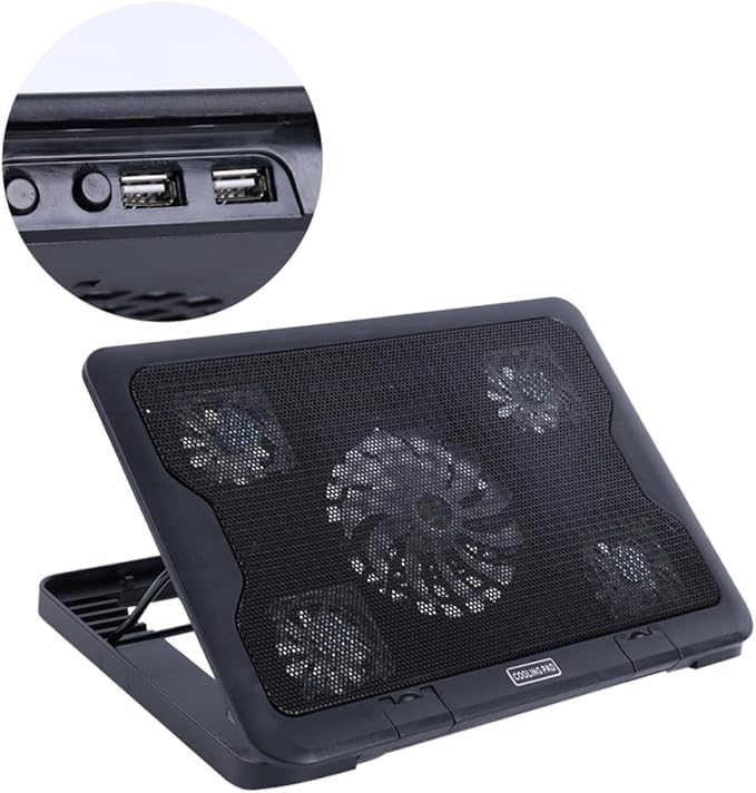 GALPADA USB Laptop Cooling Platform 5-Fan Cooler Stand Adjustable Multi-Angle Laptop Cooler Base with Anti-Skid Design for Gaming and Office Use