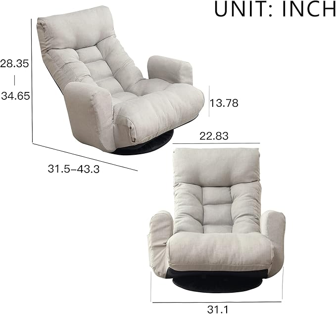 KINFFICT Floor Game Chair 360 Degree Rotatable Sofa Chair Adjustable Head and Waist Lounge Chair Rotatable Seat Leisure Chairs
