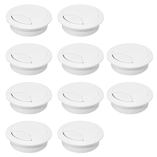 EASYEAH 10 Pcs Desk Grommet 2" / 50 mm, Desk Cord Hole Cover, Cable Grommet ABS Plastic, Desk Hole Grommet for Home & Office Pc, Detachable Adjustable Cable Cord Organizer-White