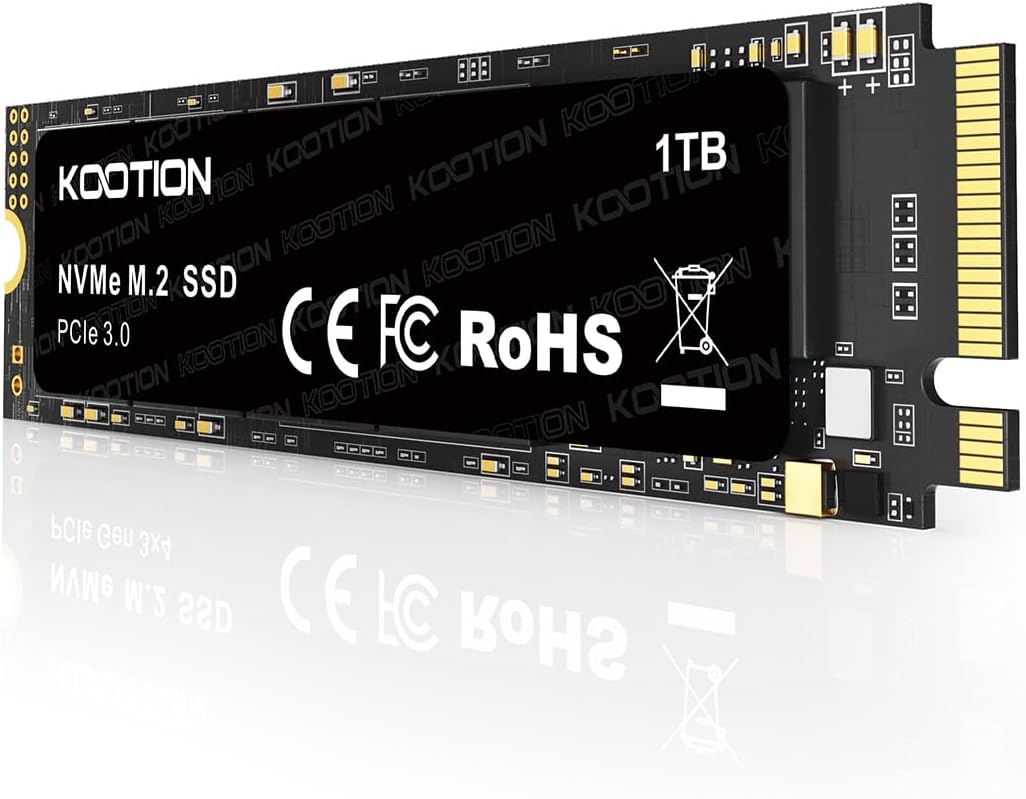 KOOTION 1TB NVMe Internal SSD PCIe 3.0, M.2 2280 NVMe Gen 3 Internal Solid State Drive Up to 3500MB/s, Less Heat for PC/Laptop