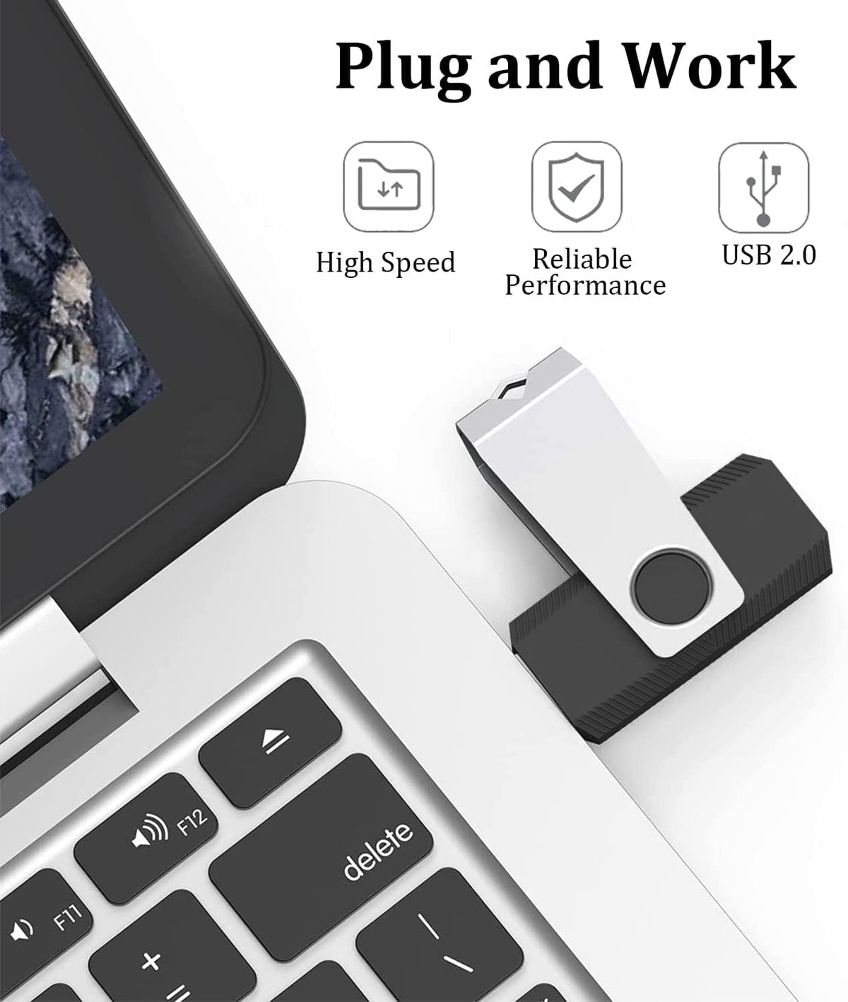 4GB Flash Drive 2 Pack, Wooolken USB 2.0 Thumb Drives Memory Stick with LED Light and Lanyards for Storage and Backup (Black Blue)