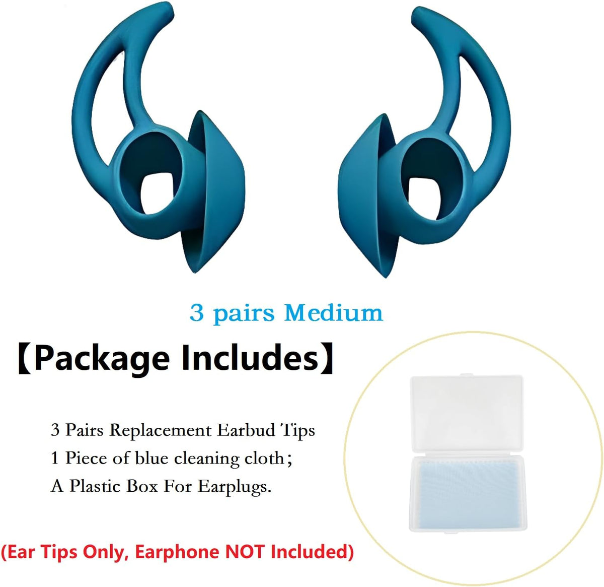 Earbud Tips 3 Pairs，Medium Silicone Earbud Tips Compatible with Bose QuietComfort Earbuds and Sport Earbuds