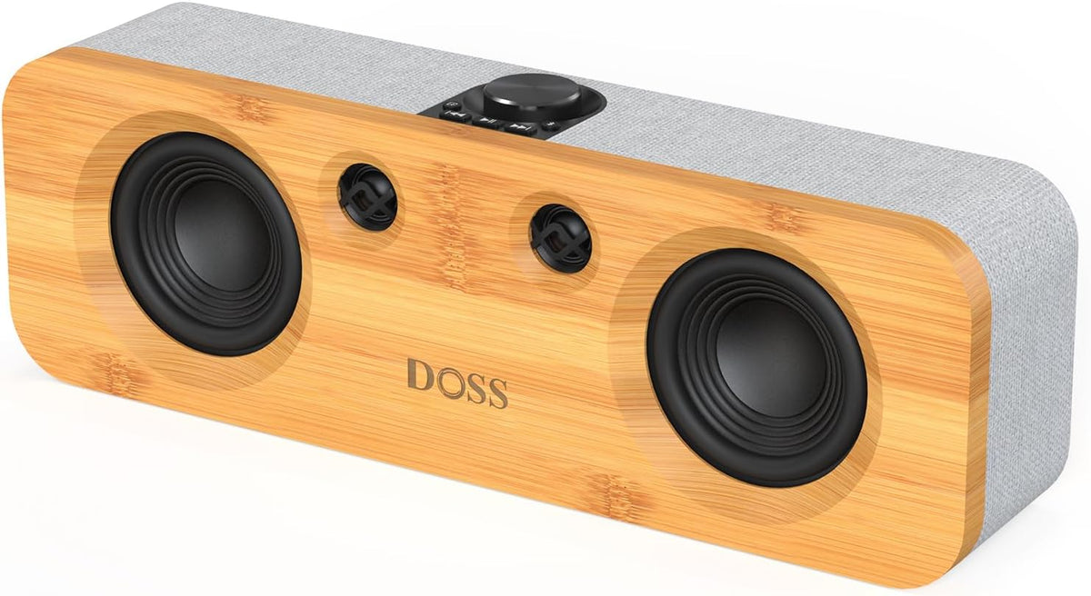 DOSS SoundBox H200 50W Home Bluetooth Speaker with Dual 3.5-Inch Woofers, Two 1-inch Tweeters, 35H Playtime, TWS, Sustainable Materials, BT 5.3, Wireless for Record Player/Computer/TV-Grey