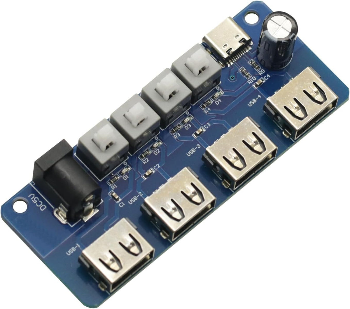 GODIYMODULES 5V 4-Way Power Expansion Module Button Control Power Supply USB Distribution Board Power Supply Hub