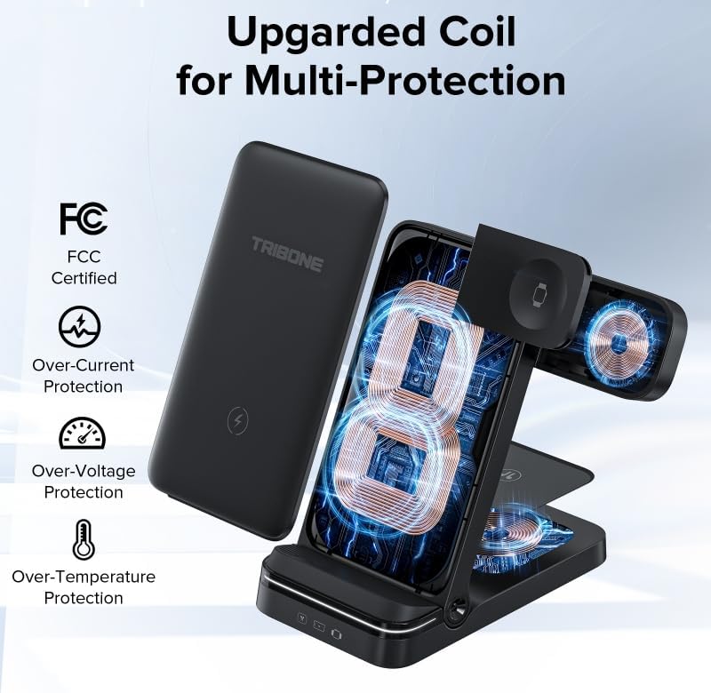 Wireless Charger for Samsung, 3 in 1 Wireless Charging Station for S25 S24 Ultra S23 S22 S21 Note Z Fold Android, Charger for Samsung Galaxy Watch 7 6 5 4 3 Pro Classic Galaxy Buds