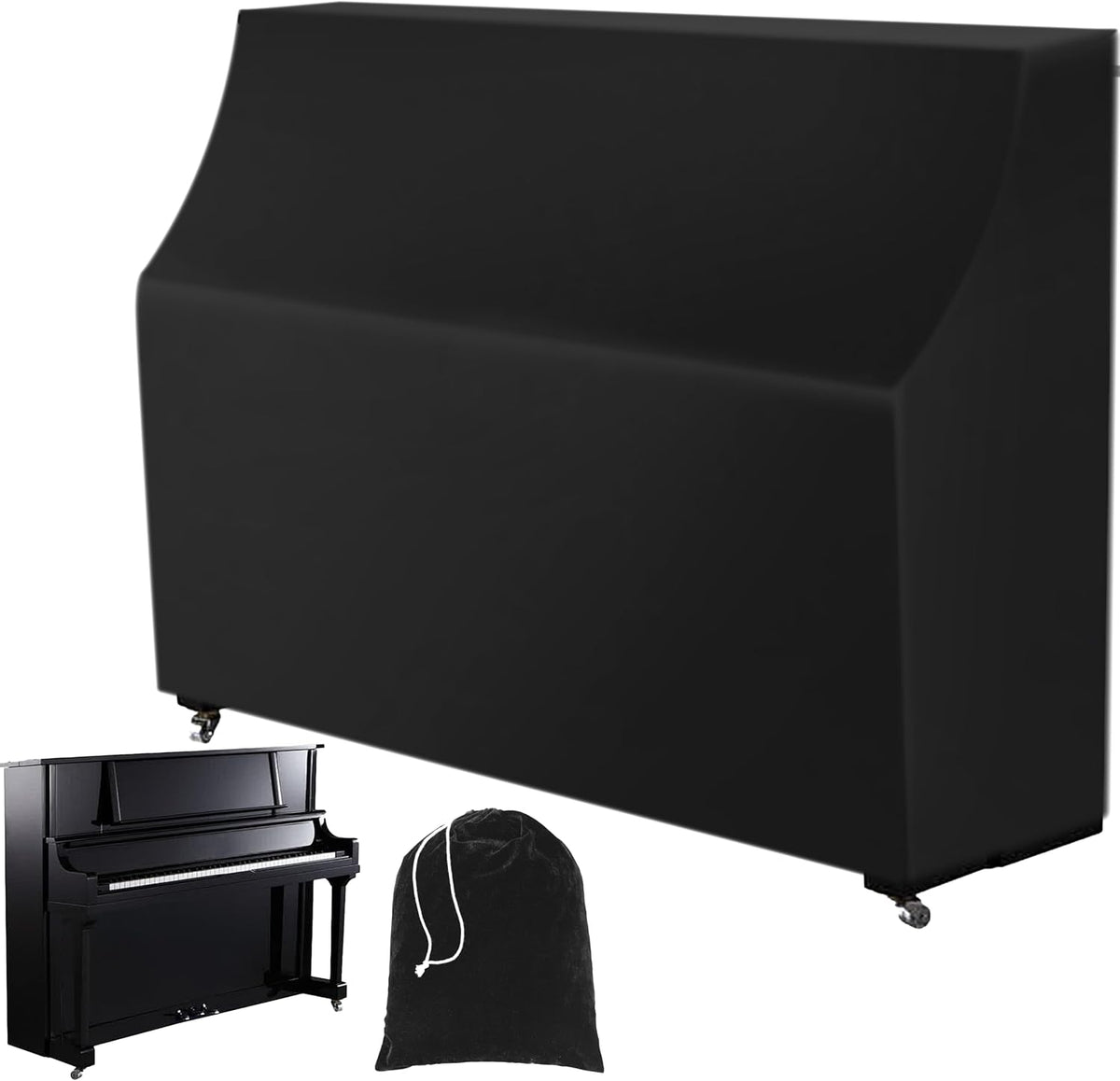 Upright Piano Keyboard Dust Cover, Stretchy Music Dirt Proof Keyboard Cover With Durable Elastic & Cord Lock Must Have Piano Accessories