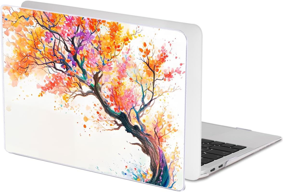 for 2020 2021 2022 MacBook Pro 13 inch Case M2 M1 A2338 A2289 A2251 with Touch Bar & Touch ID, Printed Pattern Plastic Hard Shell Keyboard Cover Screen Protector, Phoenix Tree Flowers